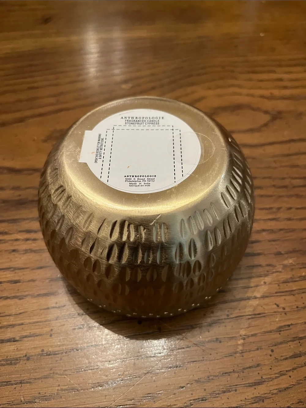 Anthropologie Melina Metal three wick candle, new